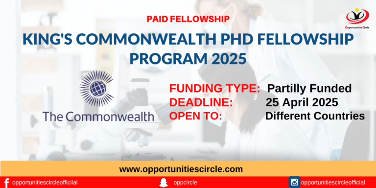 King's Commonwealth PhD Fellowship Program 2025
