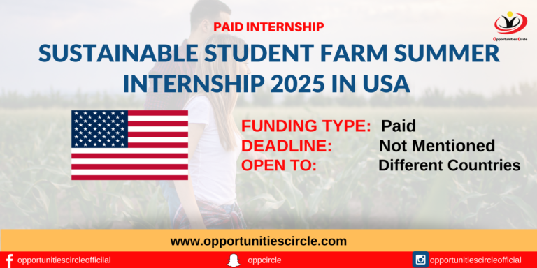 Sustainable Student Farm Summer Internship 2025 in USA
