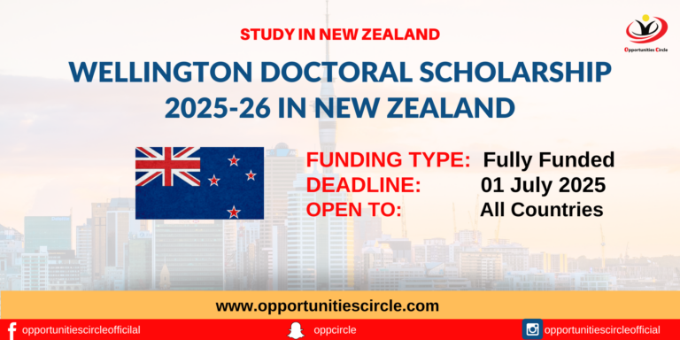 Wellington Doctoral Scholarship 2025-26 in New Zealand