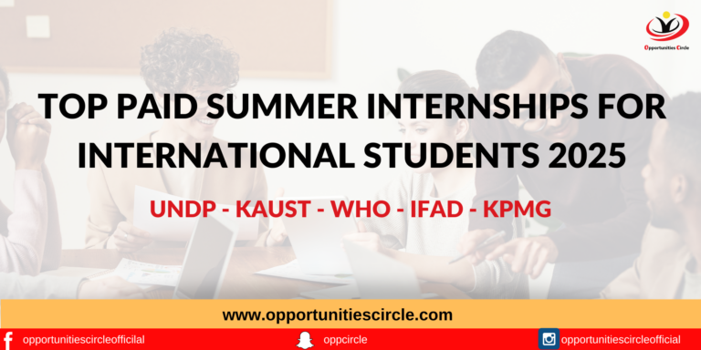 Top Paid Summer Internships for International Students 2025