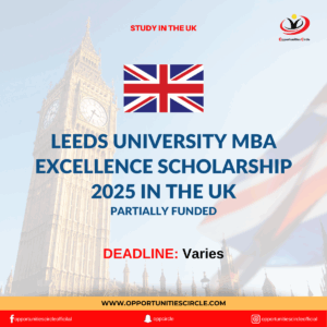 Leeds University MBA Excellence Scholarship 2025 in the UK