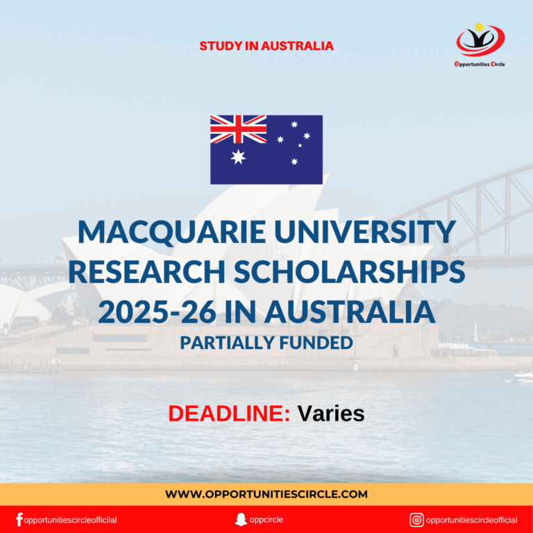 Macquarie University Research Scholarships 2025-26 in Australia