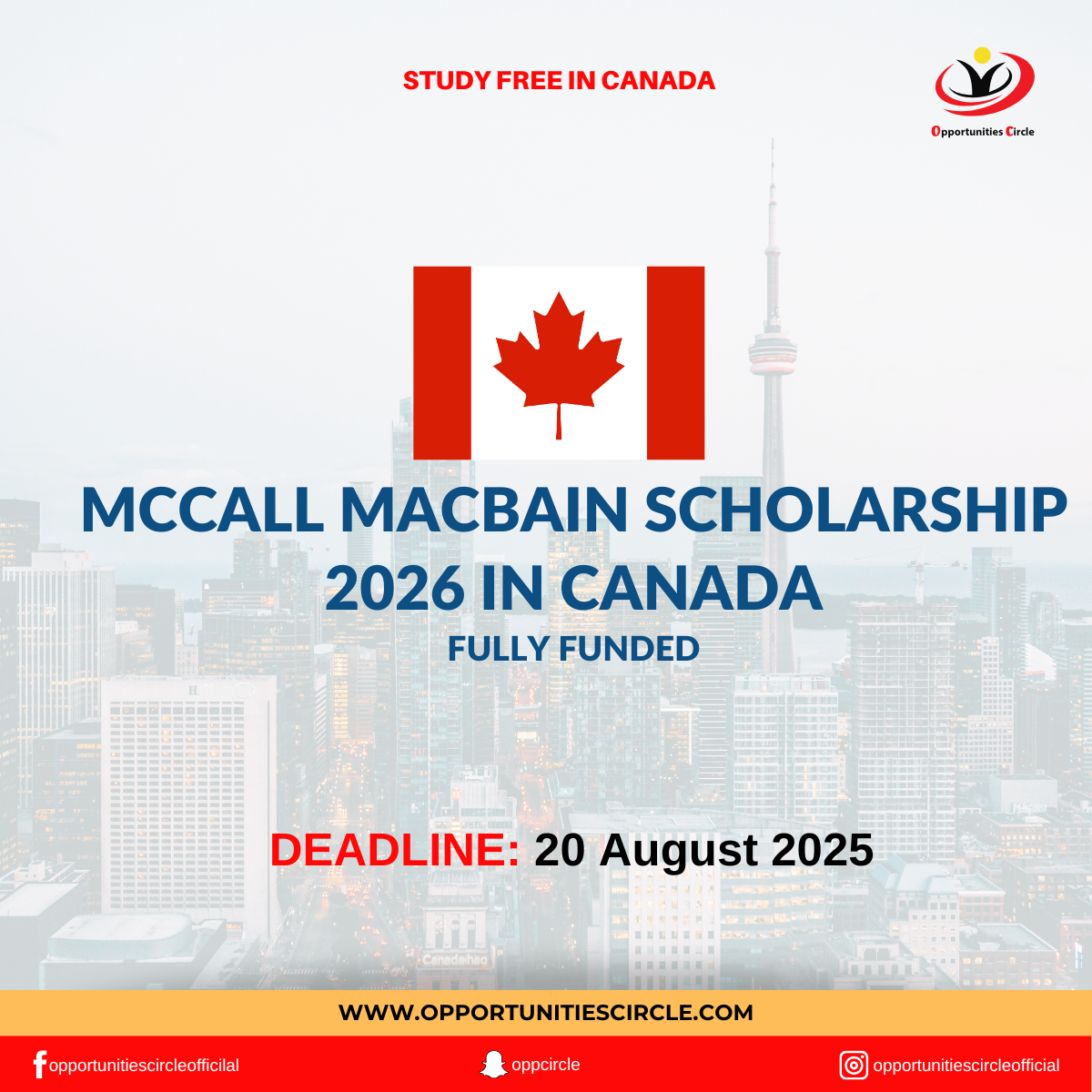 McCall MacBain Scholarship 2026 in Canada