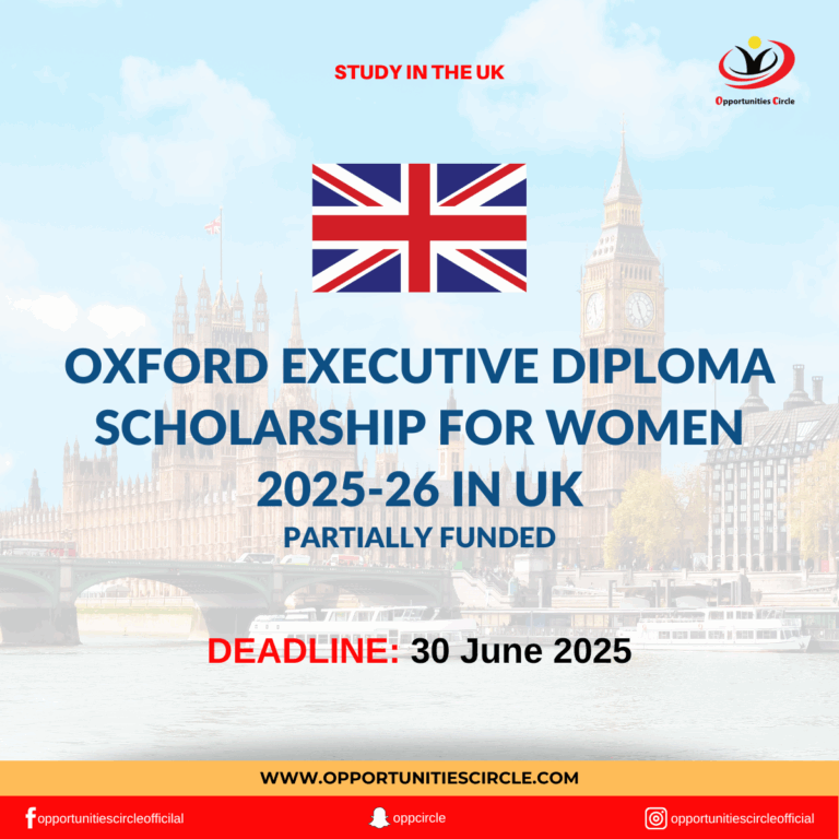 Oxford Executive Diploma Scholarship for Women 2025-26 in UK