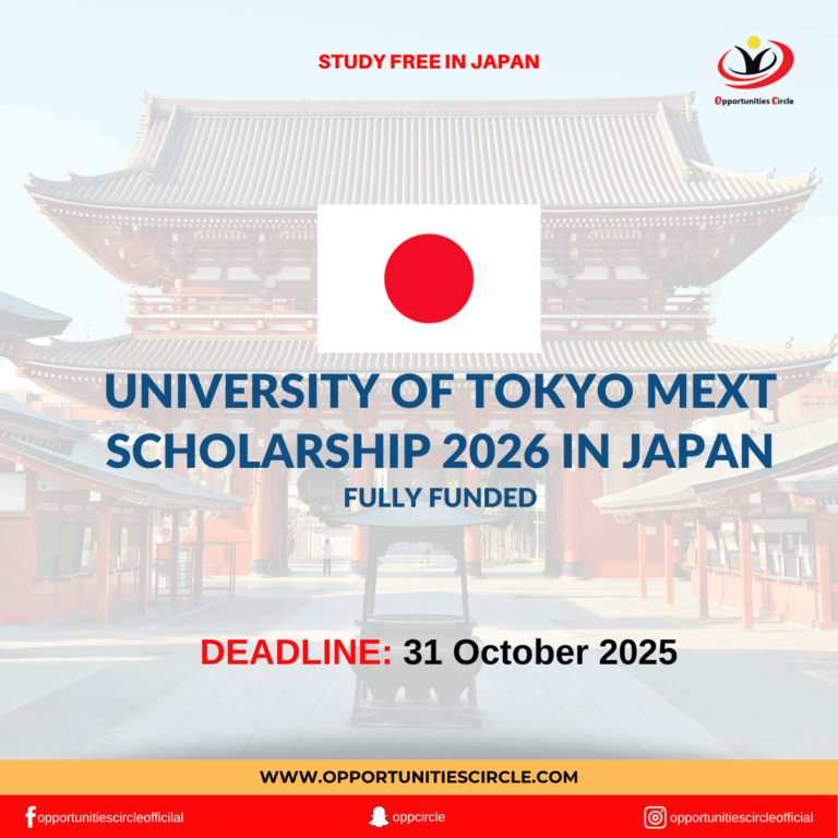 University of Tokyo MEXT Scholarship 2026 in Japan