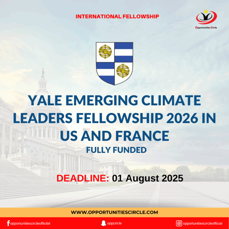 Yale Emerging Climate Leaders Fellowship 2026 in US and France