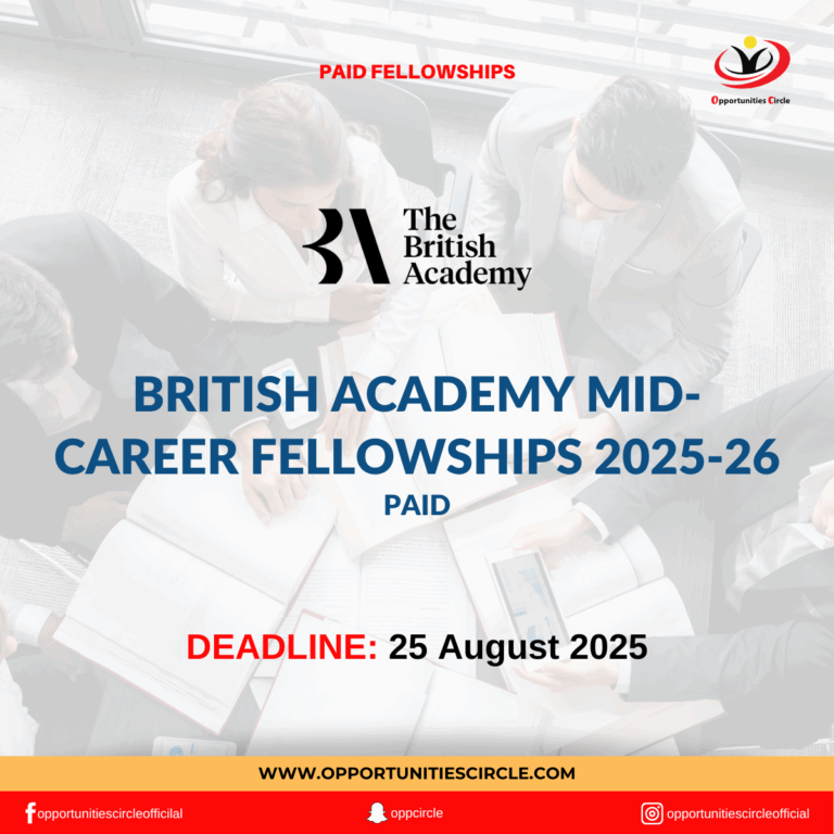 British Academy Mid-Career Fellowships 2025-26