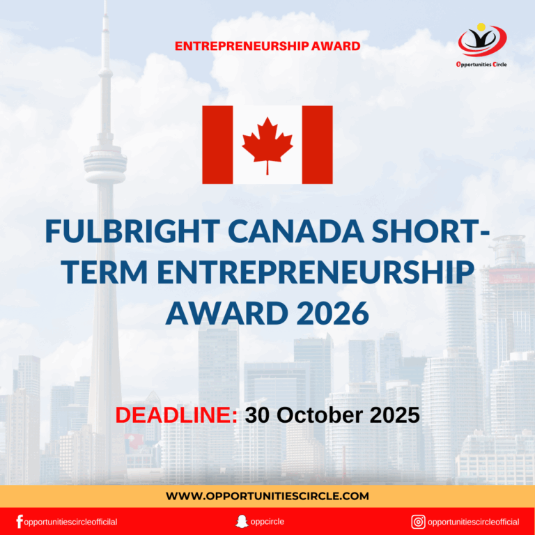 Fulbright Canada Short-term Entrepreneurship Award 2026