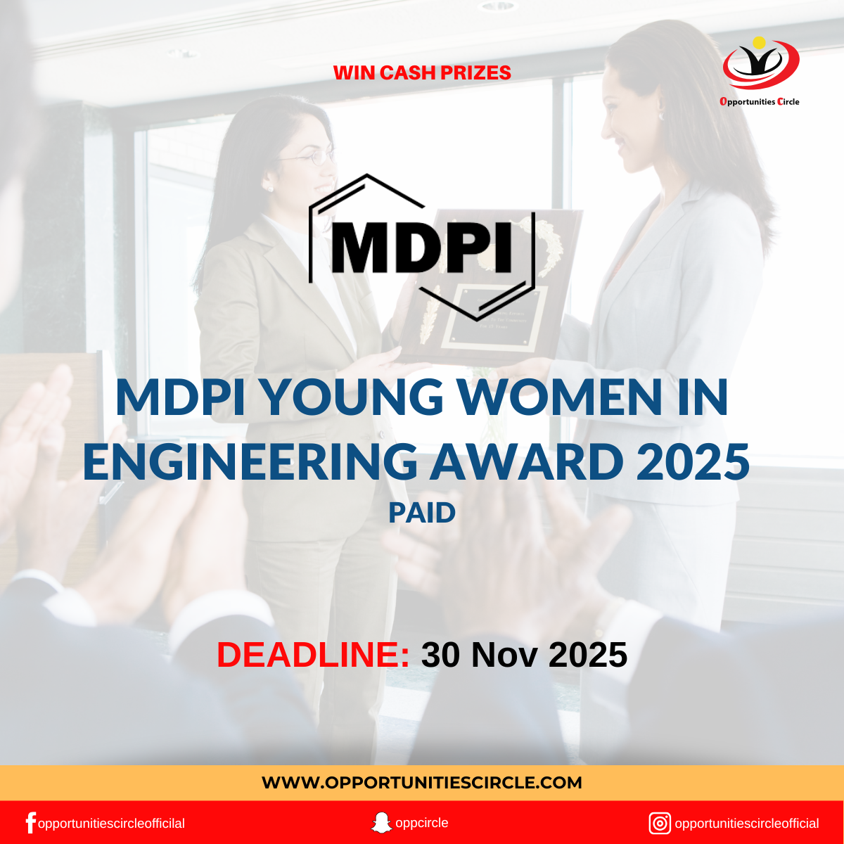 MDPI Young Women in Engineering Award 2025 | Win up to CHF 1000 -  Opportunities Circle