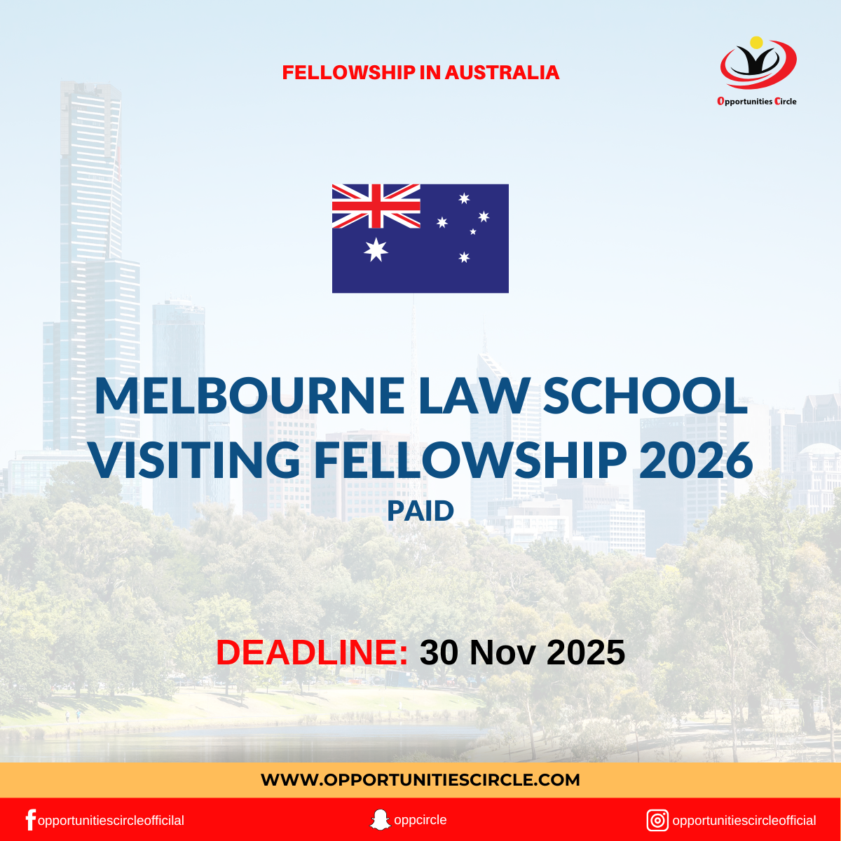 Melbourne Law School Visiting Fellowship 2026 - Opportunities Circle