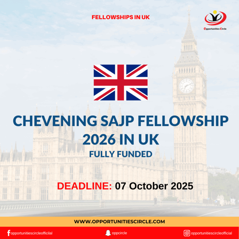 Chevening SAJP Fellowship 2026 in UK