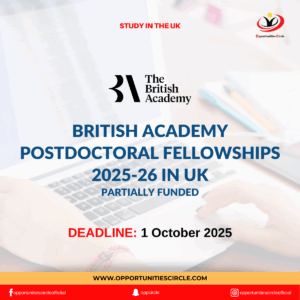 British Academy Postdoctoral Fellowships 2025-26 in UK