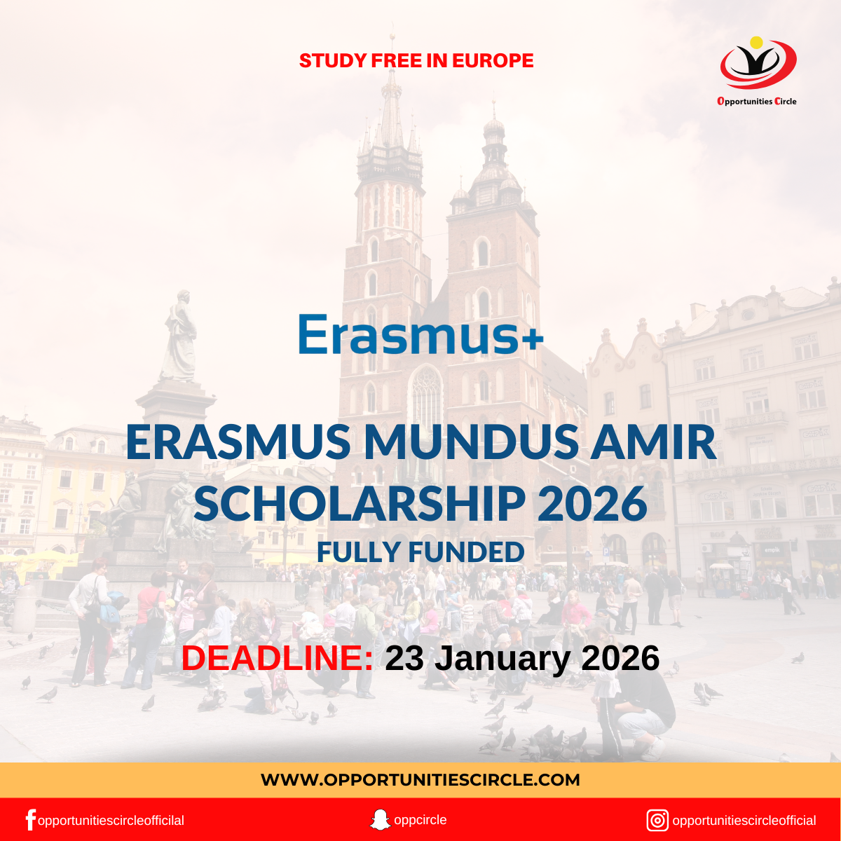 Erasmus Mundus AMIR Scholarship 2026 in Europe | Fully Funded -  Opportunities Circle