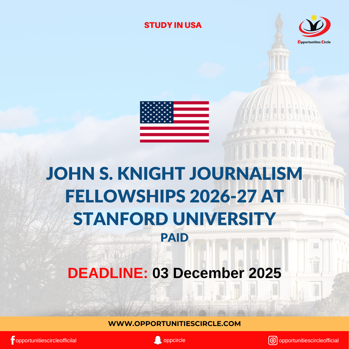 John S. Knight Journalism Fellowships 2026-27 at Stanford University - Opportunities Circle