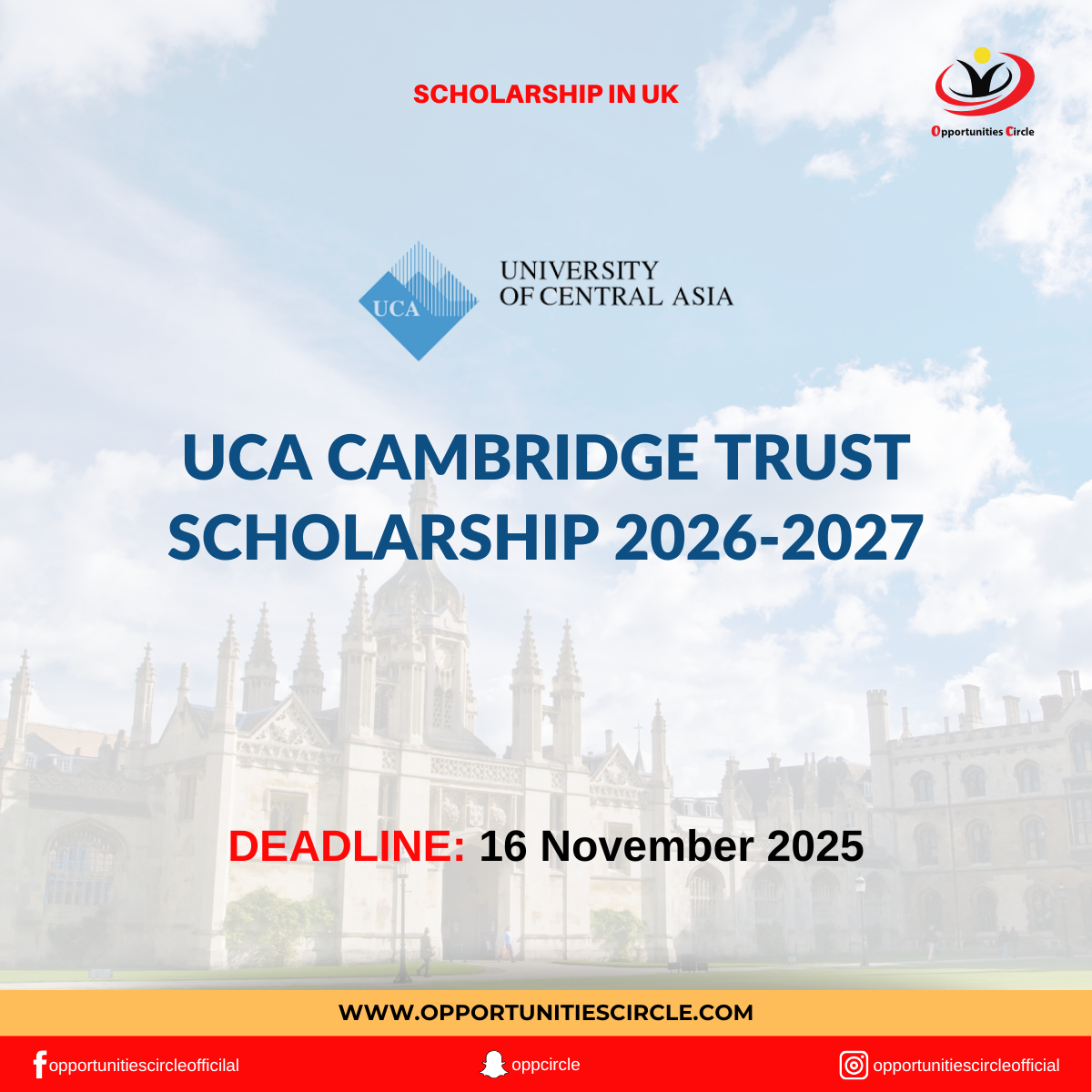UCA Cambridge Trust Scholarship 2026-2027 - Opportunities Circle