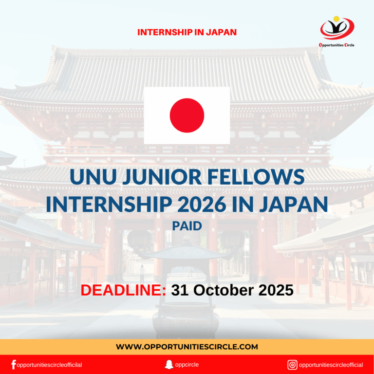 UNU Junior Fellows Internship 2026 in Japan
