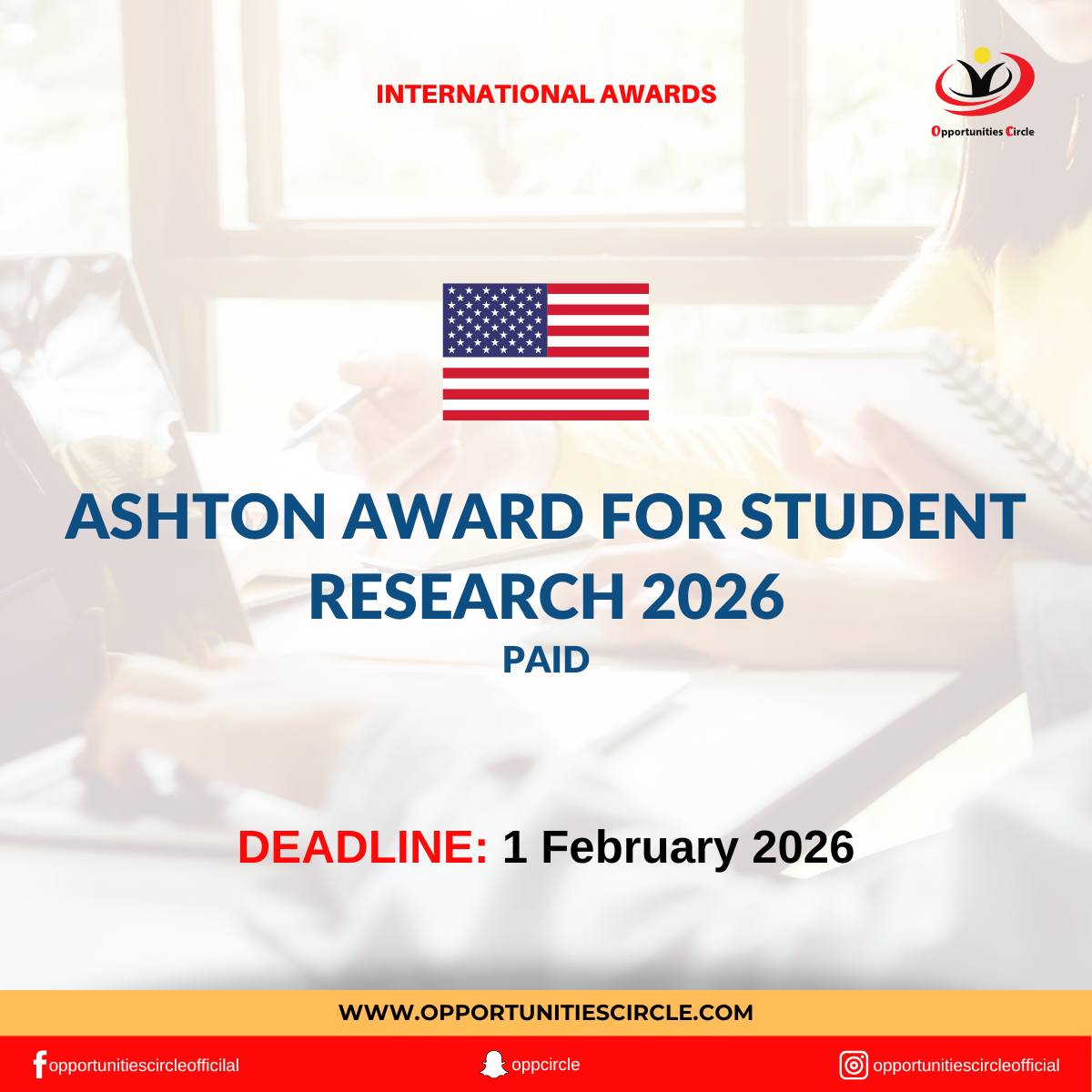 Ashton Award for Student Research 2026 - Opportunities Circle