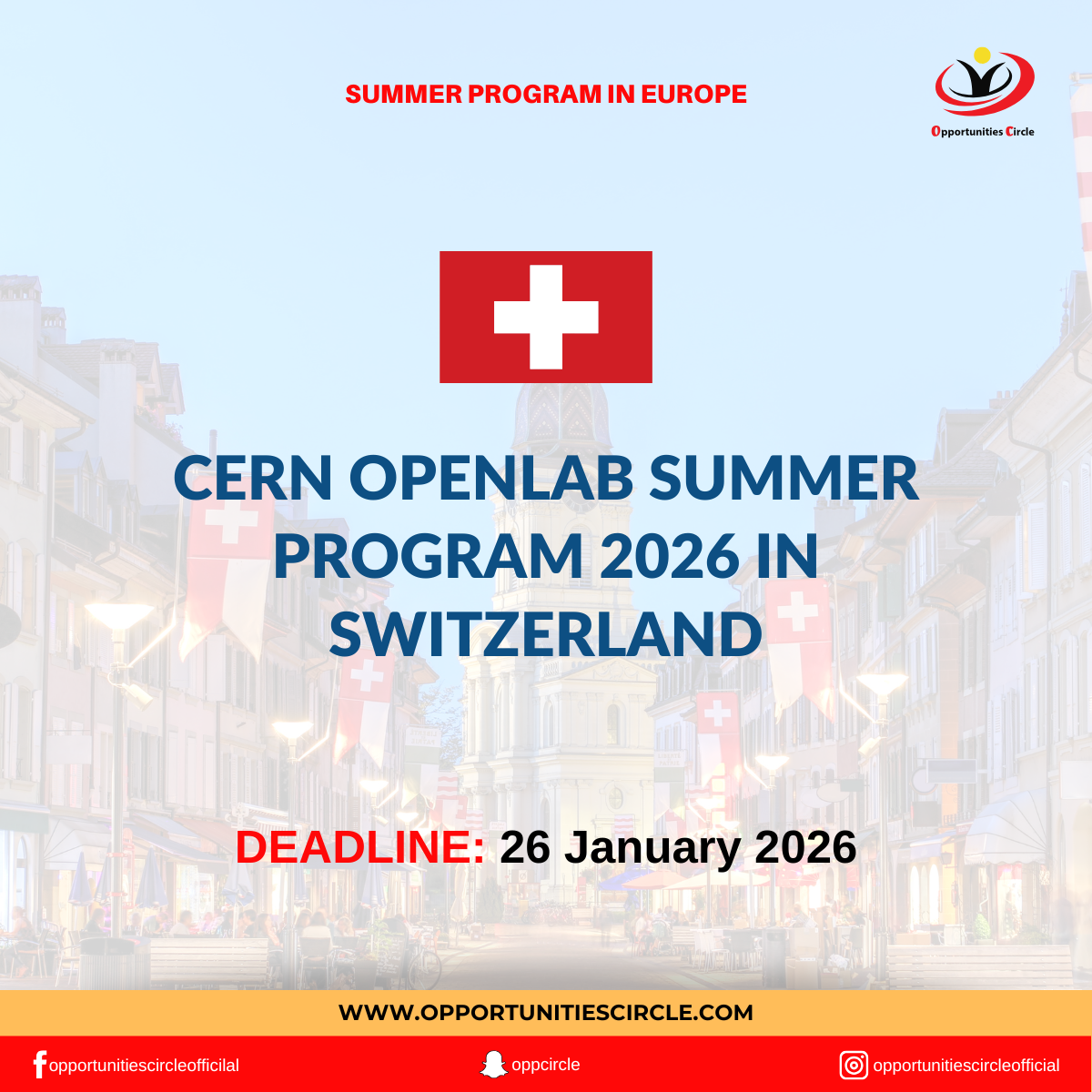 CERN OPENLAB Summer Program 2026 in Switzerland - Opportunities Circle