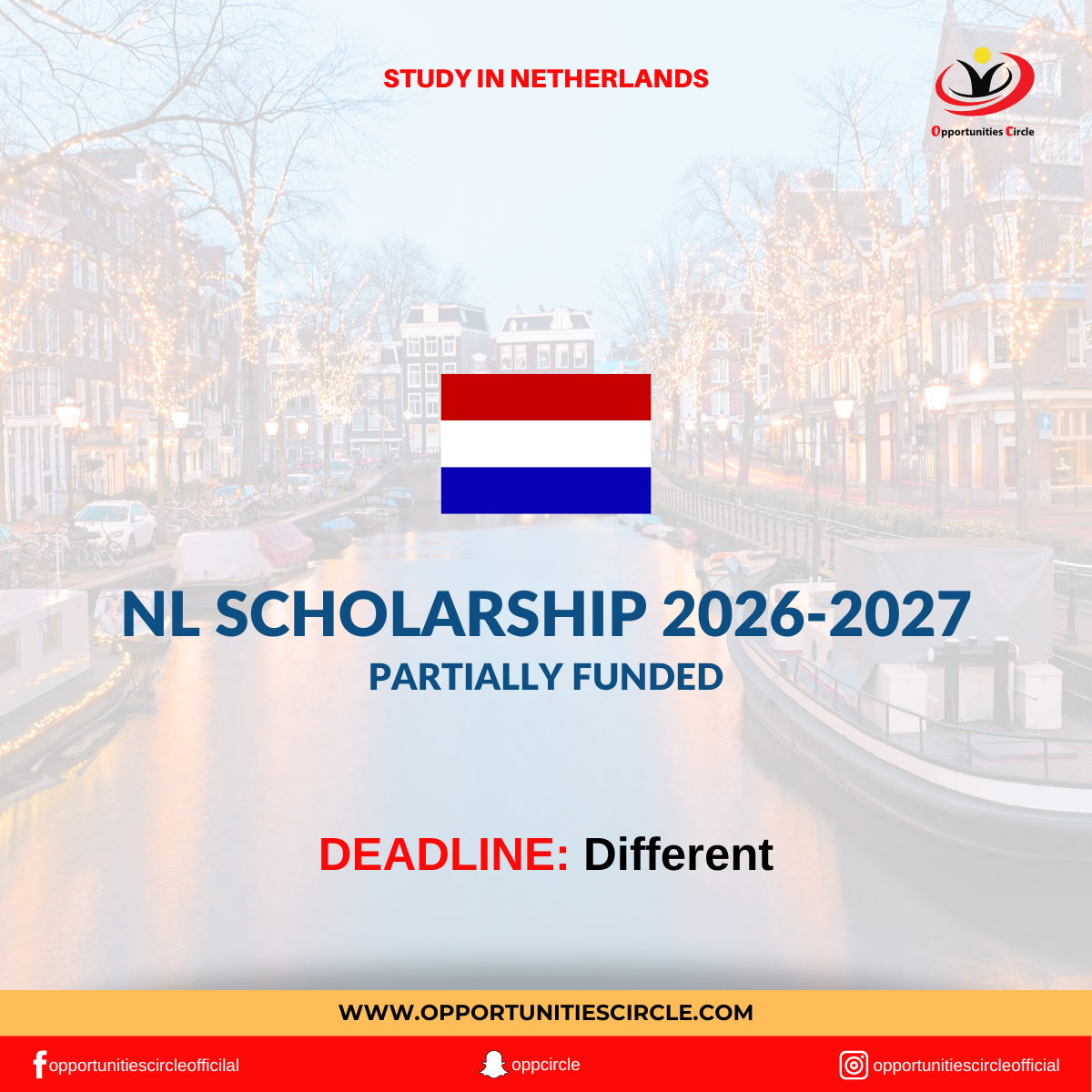 NL Scholarship 2026-2027 | Holland Scholarship | Study in Netherlands -  Opportunities Circle