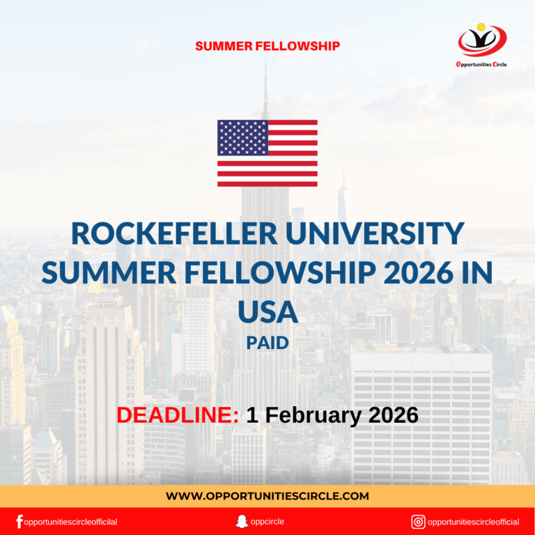 Rockefeller University Summer Fellowship 2026 in USA
