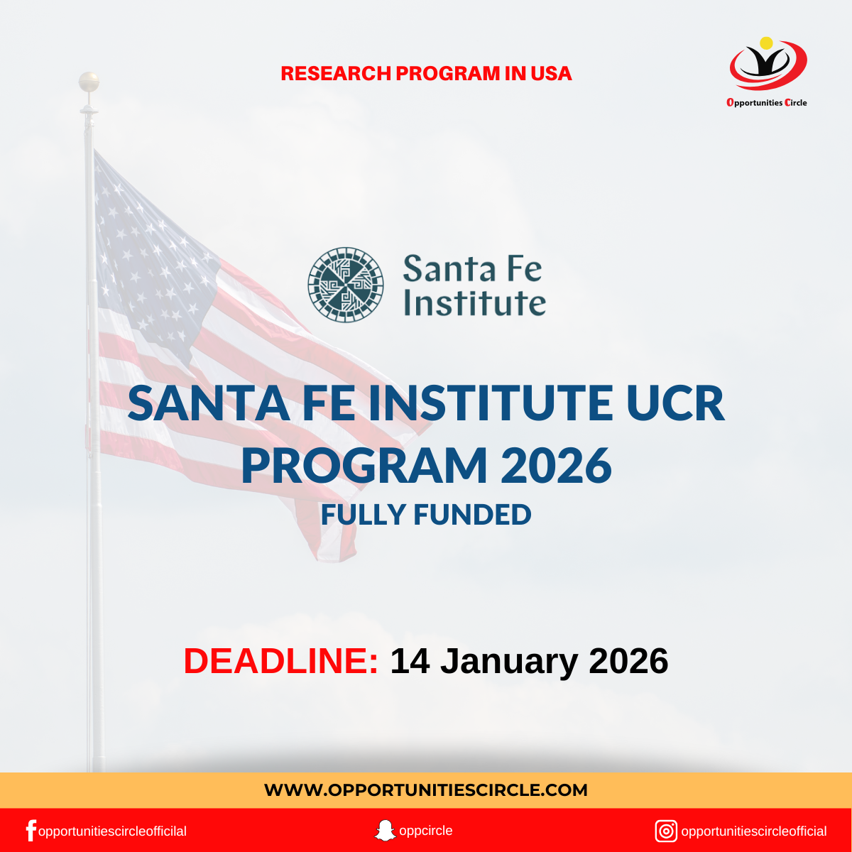 Santa Fe Institute UCR Program 2026 | Fully Funded - Opportunities Circle