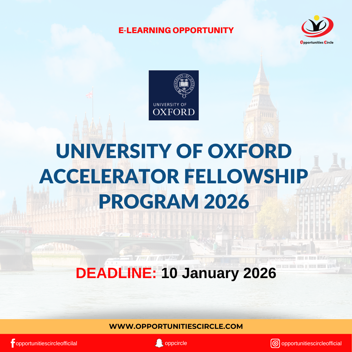 University of Oxford Accelerator Fellowship Program 2026 - Opportunities Circle