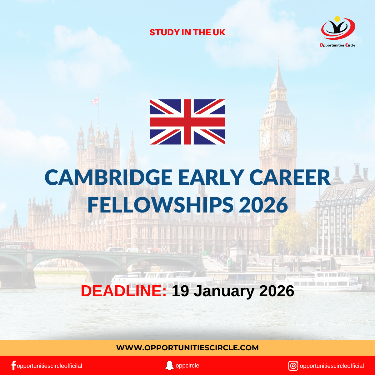 Cambridge Early Career Fellowships 2026 - Opportunities Circle