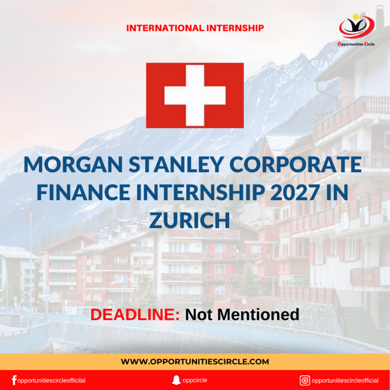 Morgan Stanley Corporate Finance Internship 2027 in Zurich