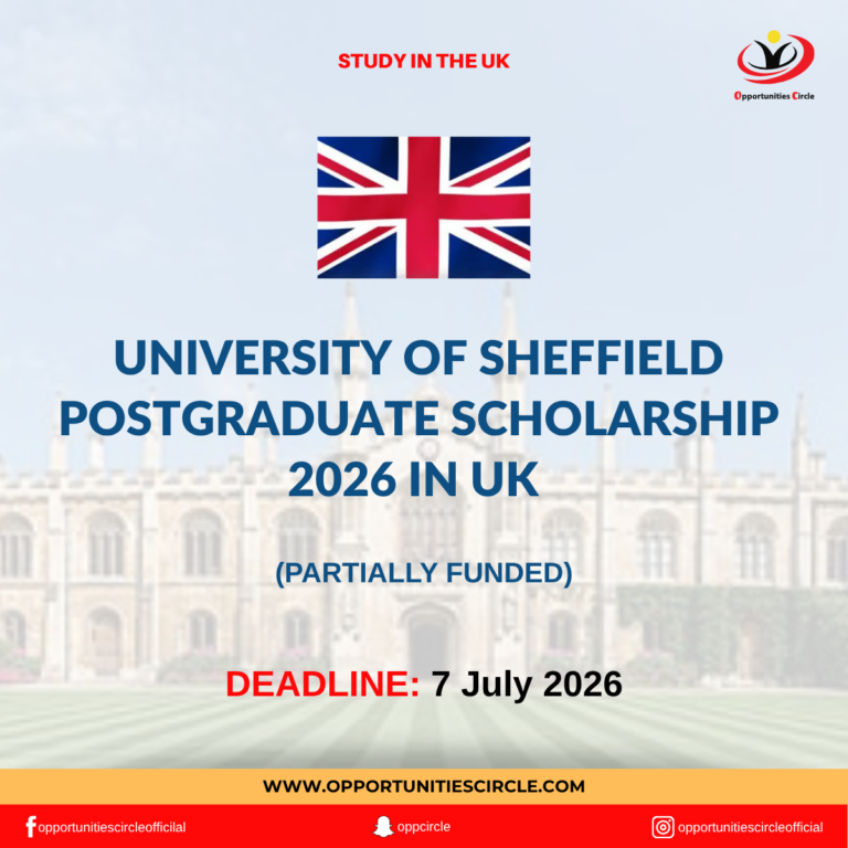 University of Sheffield Postgraduate Scholarship 2026 in UK