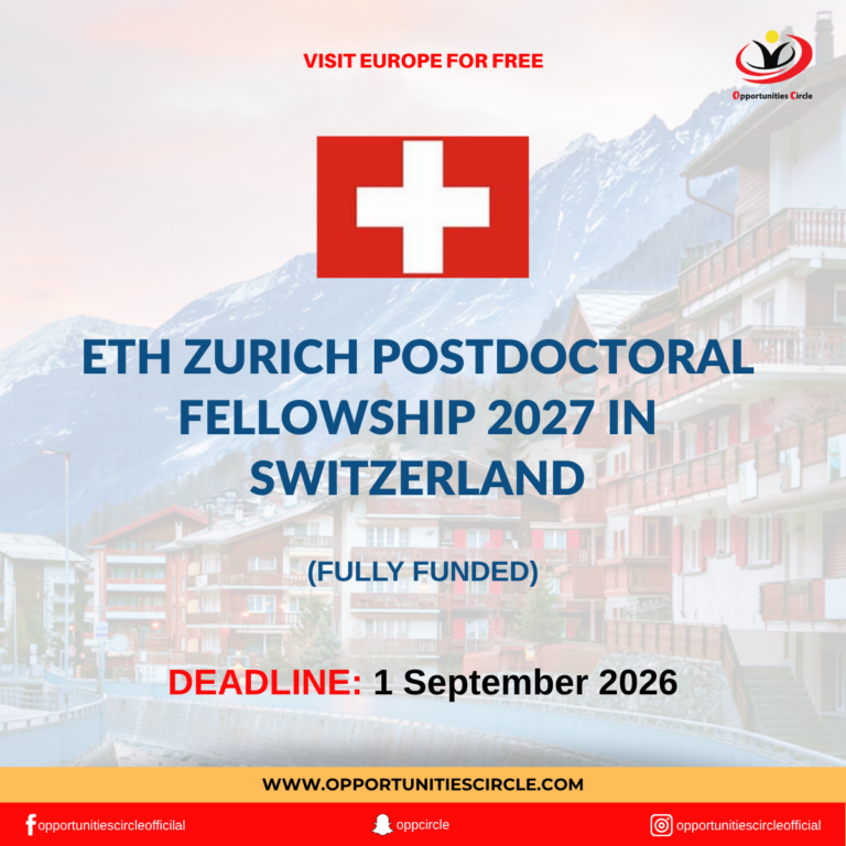 ETH Zurich Postdoctoral Fellowship 2027 in Switzerland