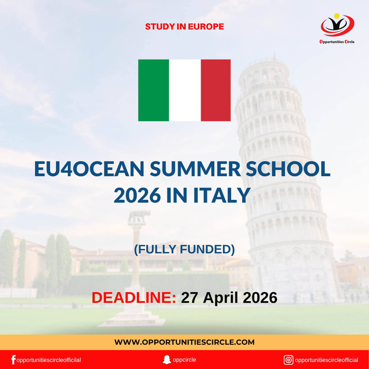 EU4Ocean Summer School 2026 in Italy | Fully Funded - Opportunities Circle