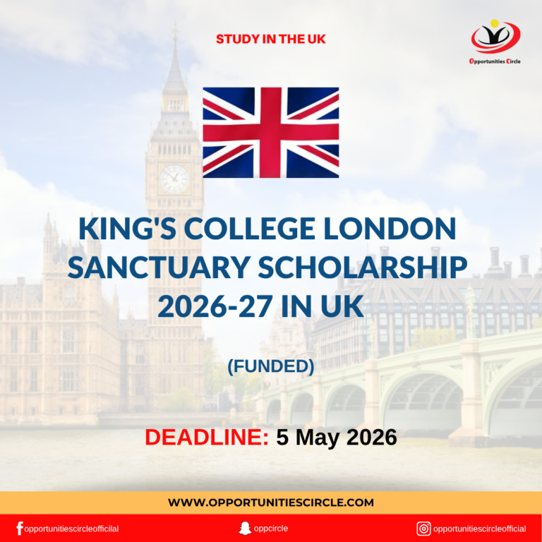 King's College London Sanctuary Scholarship 2026-27 in UK