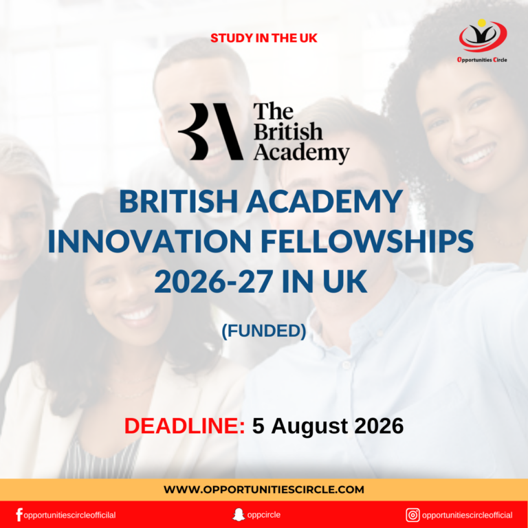 British Academy Innovation Fellowships 2026-27 in UK