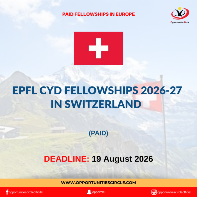 EPFL CYD Fellowships 2026-27 in Switzerland