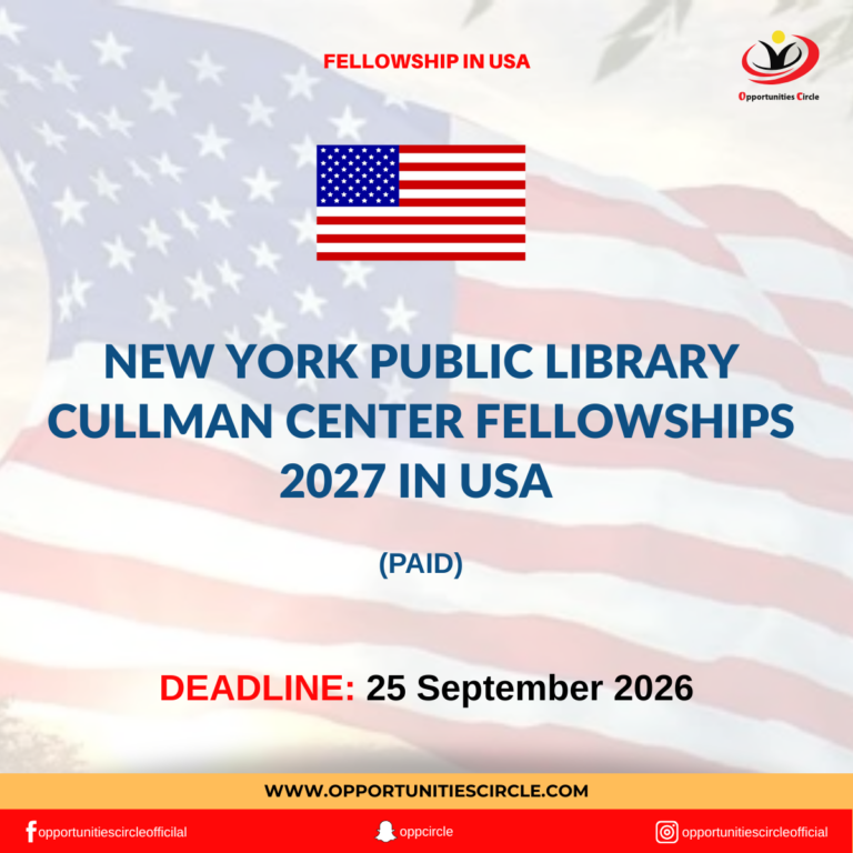 New York Public Library Cullman Center Fellowships 2027 in USA