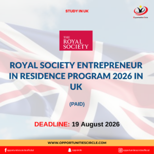 Royal Society Entrepreneur in Residence Program 2026 in UK
