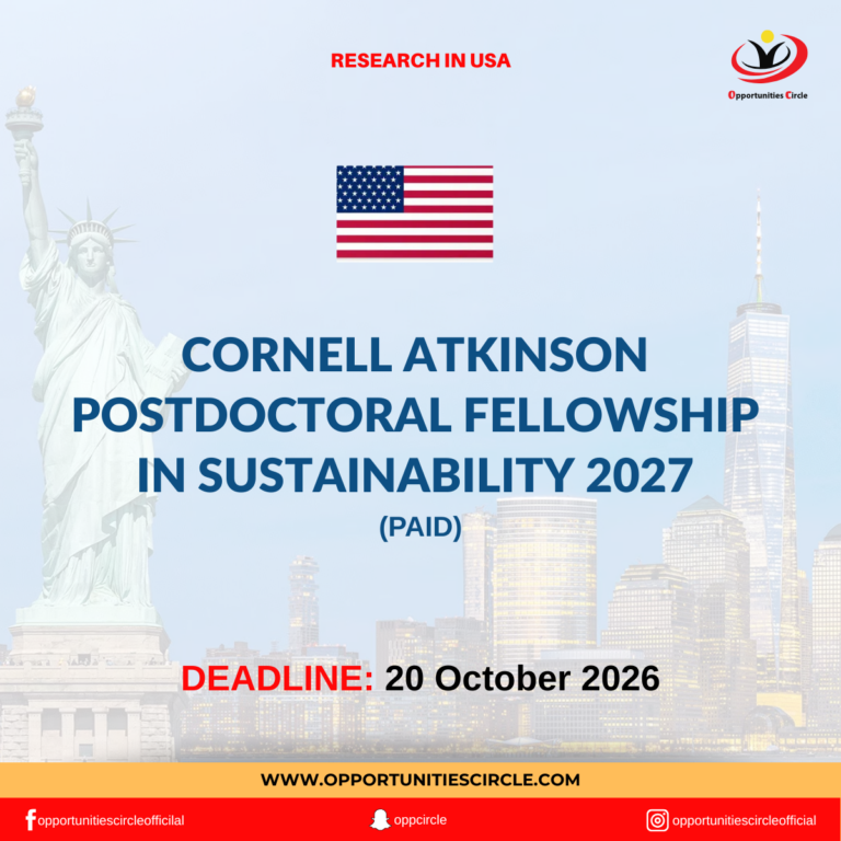 Cornell Atkinson Postdoctoral Fellowship in Sustainability 2027