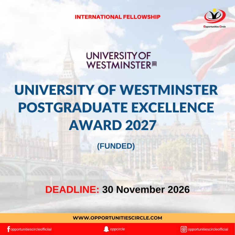 University of Westminster Postgraduate Excellence Award 2027