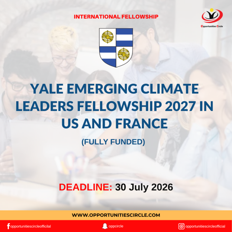 Yale Emerging Climate Leaders Fellowship 2027 in US and France