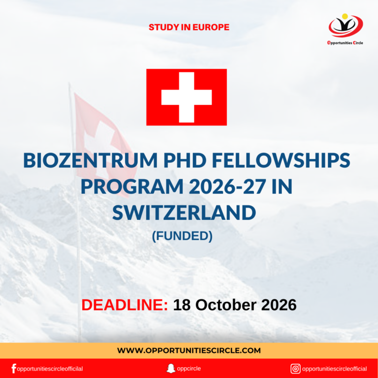 Biozentrum PhD Fellowships Program 2026-27 in Switzerland