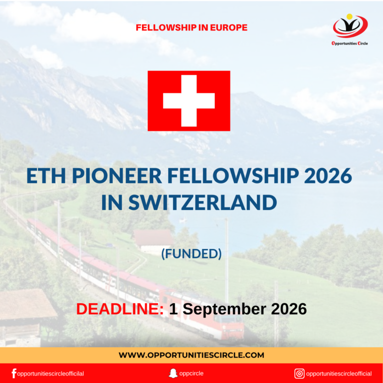 ETH Pioneer Fellowship 2026 in Switzerland