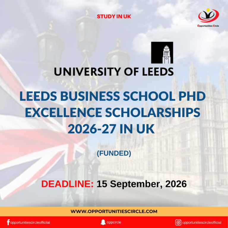 Leeds Business School PhD Excellence Scholarships 2026-27 in UK