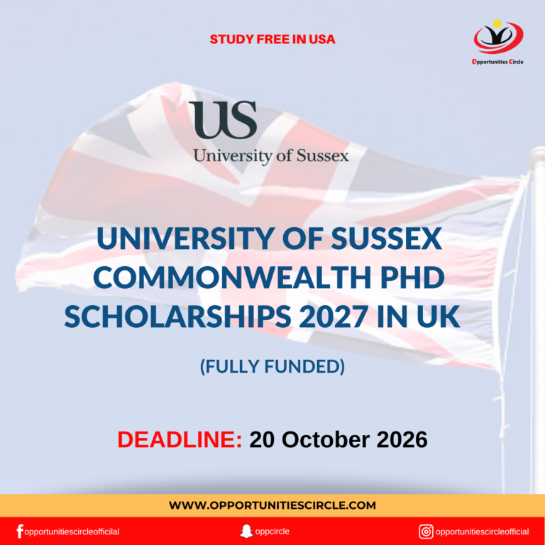 University of Sussex Commonwealth PhD Scholarships 2027 in UK