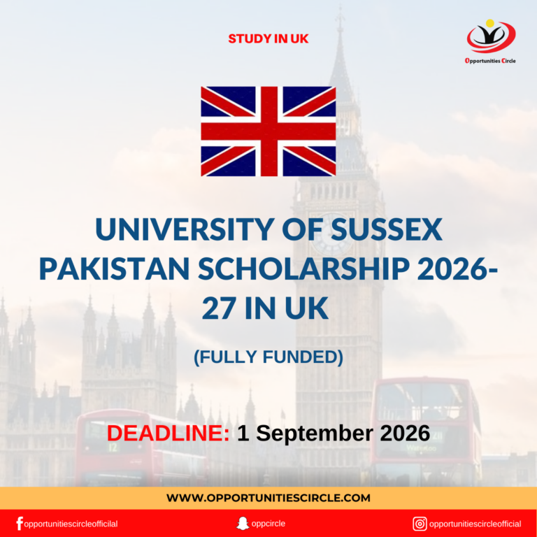 University of Sussex Pakistan Scholarship 2026-27 in UK