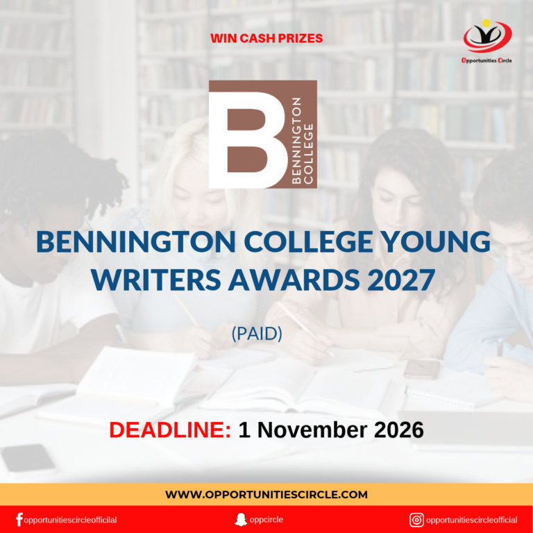 Bennington College Young Writers Awards 2027