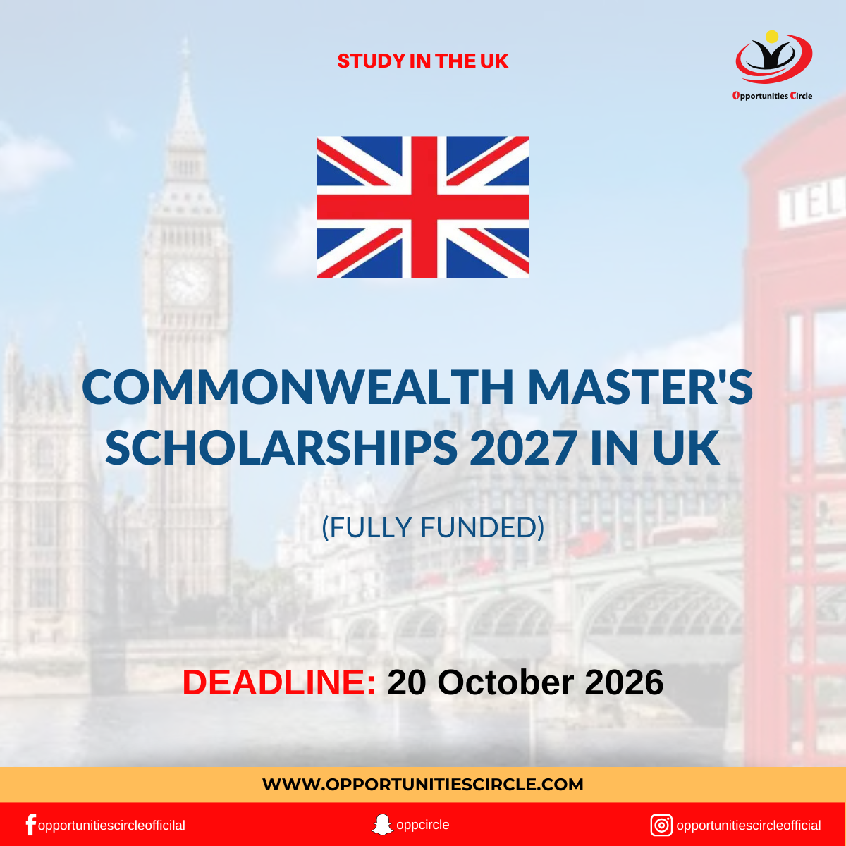 Commonwealth Master’s Scholarships 2027 in UK | Fully Funded — Opportunities Circle