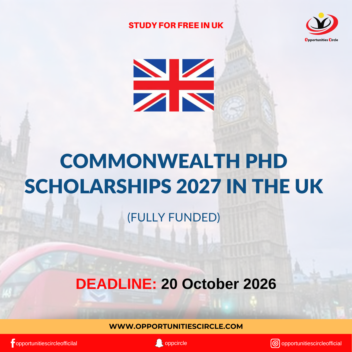 Commonwealth PhD Scholarships 2027 in the UK | Study Free in UK — Opportunities Circle
