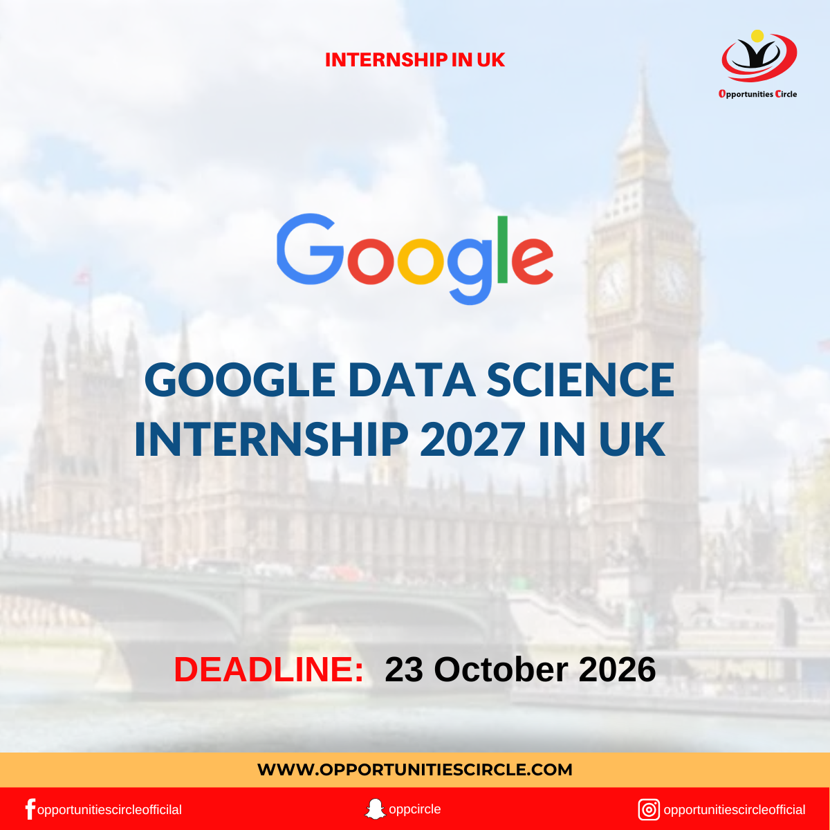 Google Data Science Internship 2027 in UK - Opportunities Circle