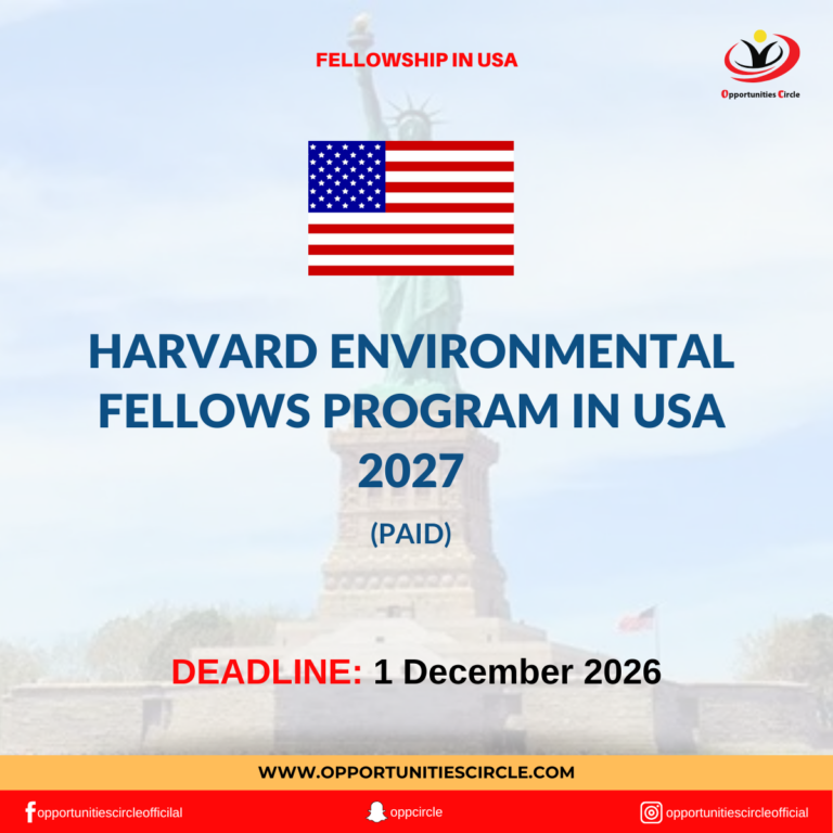 Harvard Environmental Fellows Program in USA 2027