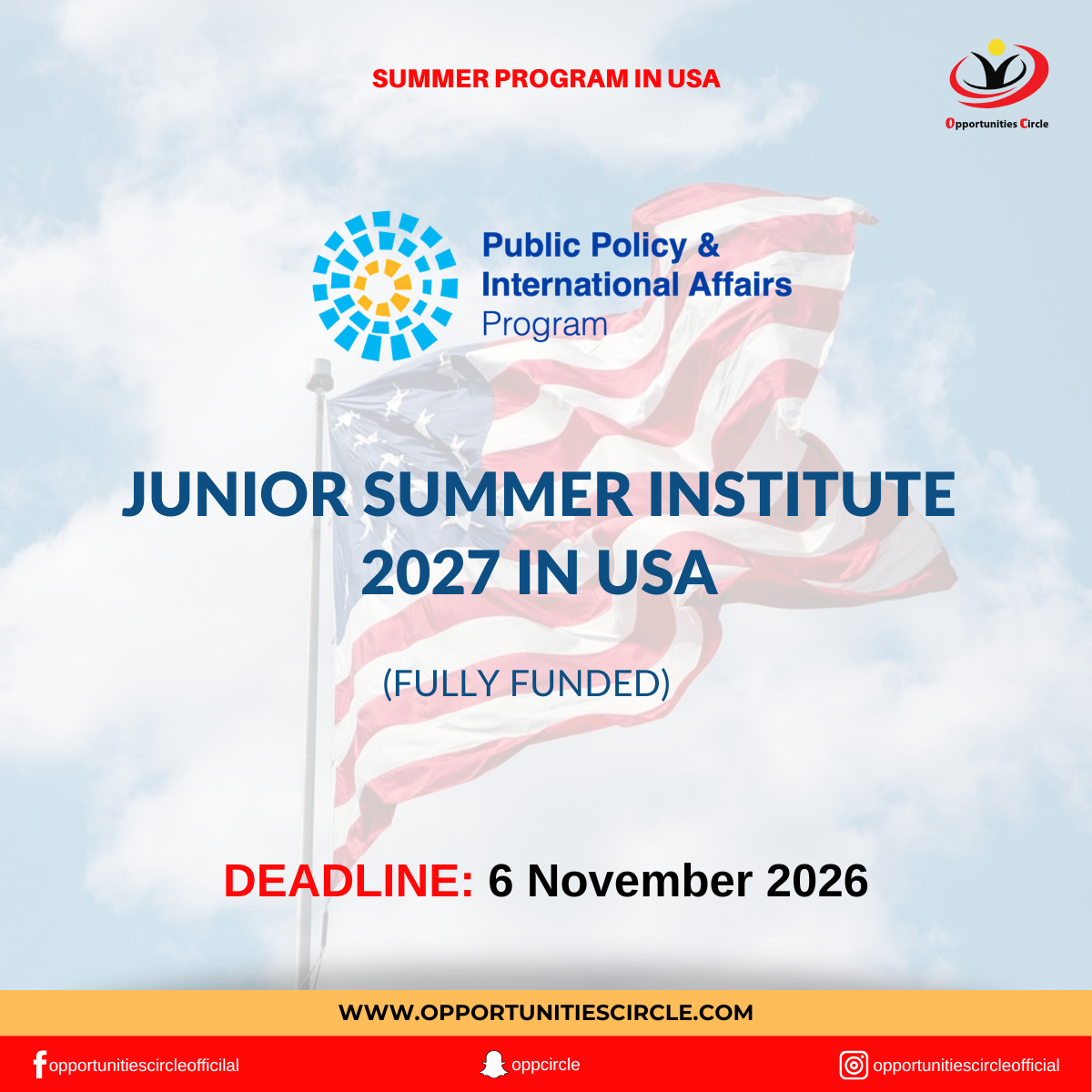 Junior Summer Institute 2027 in USA | Fully Funded - Opportunities Circle